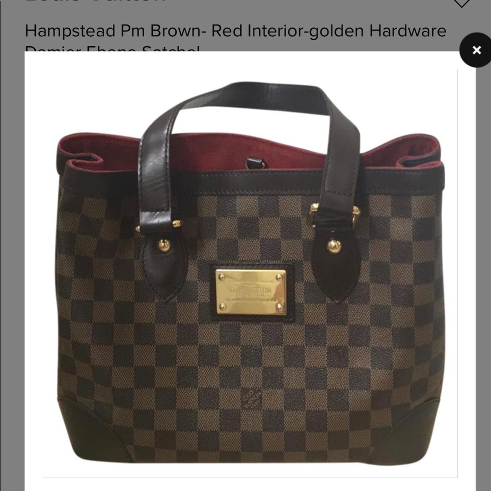 LV hampstead brown-red-interior satchel
